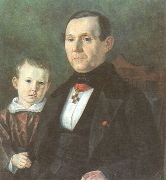 М. Песков - Портрет П.П. Стукачева с сыном Владимиром - будущим основателем Иркутского художественного музея (1854 г.)